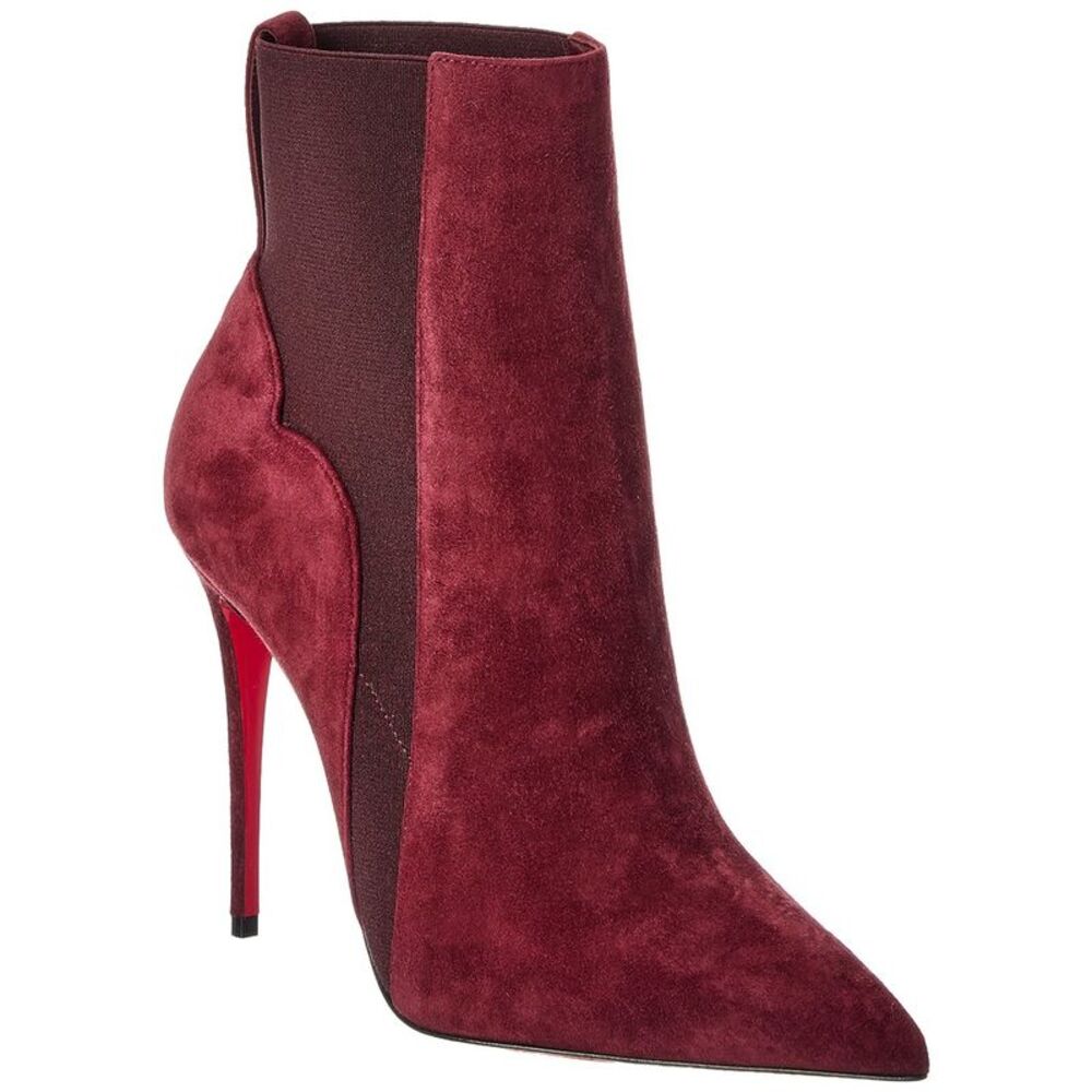Christian Louboutin Chelsea Chick 100 Suede Bootie, Red